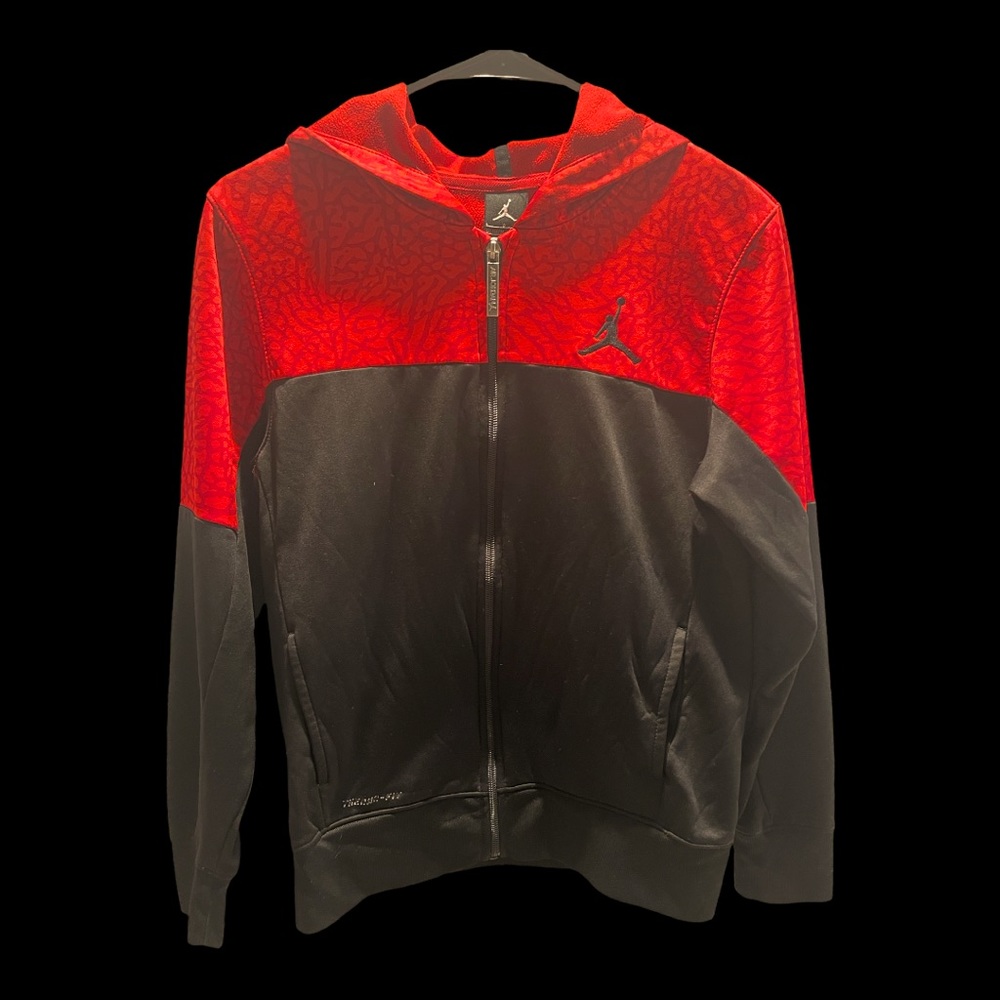 Elephant print Jordan jacket, red/black